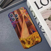 For iPhone 12 mini Precise Hole Oil Painting Pattern PC Phone Case(Architectural Painting)