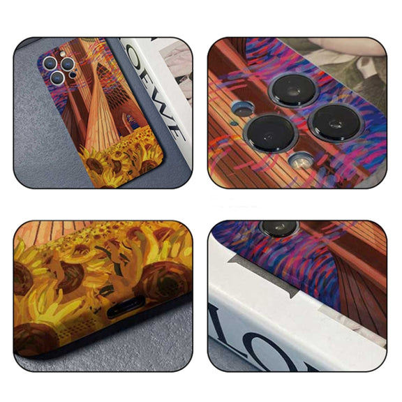 For iPhone 12 mini Precise Hole Oil Painting Pattern PC Phone Case(Architectural Painting)