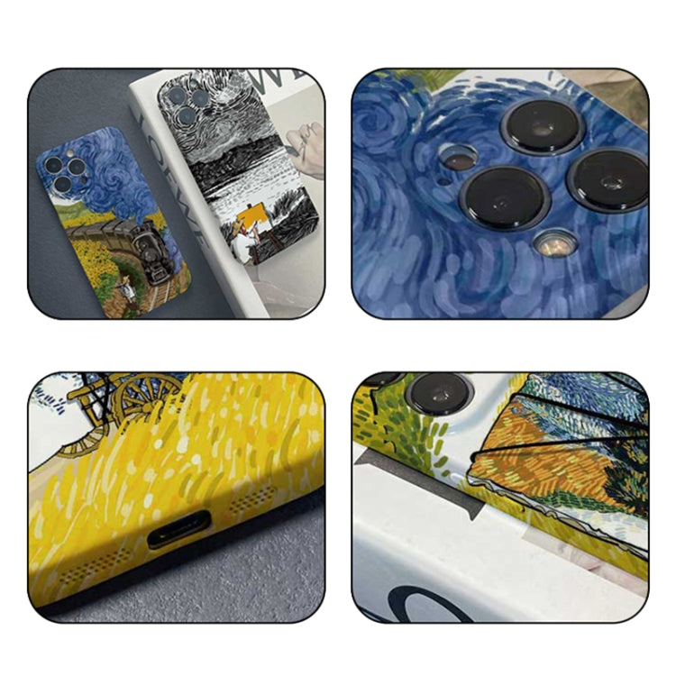 For iPhone 12 Pro Max Precise Hole Oil Painting Pattern PC Phone Case(Evening Breeze)