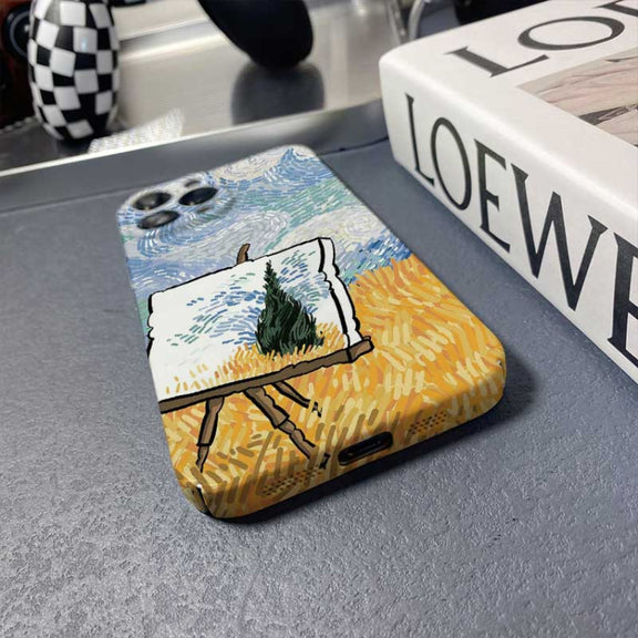 For iPhone 11 Precise Hole Oil Painting Pattern PC Phone Case(Landscape Painting)