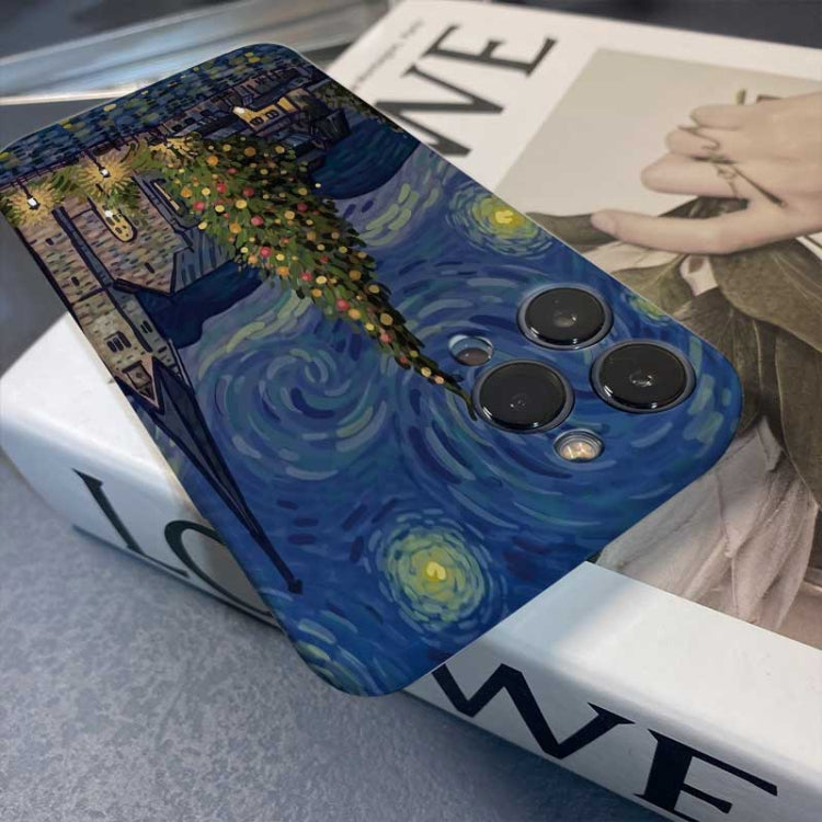 For iPhone 11 Pro Max Precise Hole Oil Painting Pattern PC Phone Case(Boating)