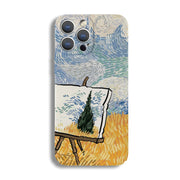 For iPhone XR Precise Hole Oil Painting Pattern PC Phone Case(Landscape Painting)