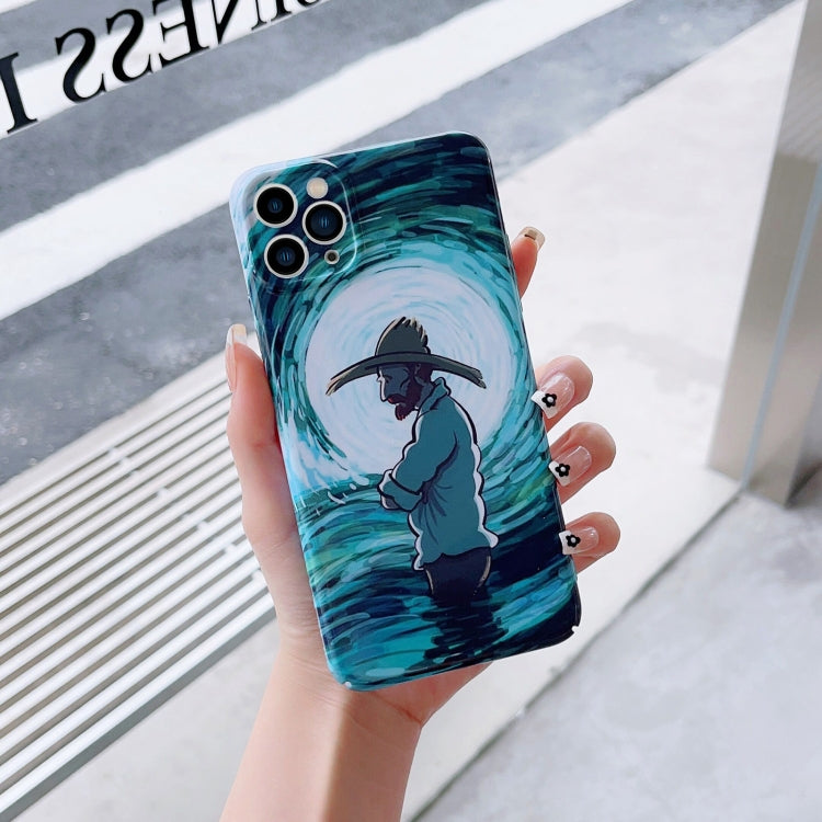 For iPhone X / XS Precise Hole Oil Painting Pattern PC Phone Case(Thinker)