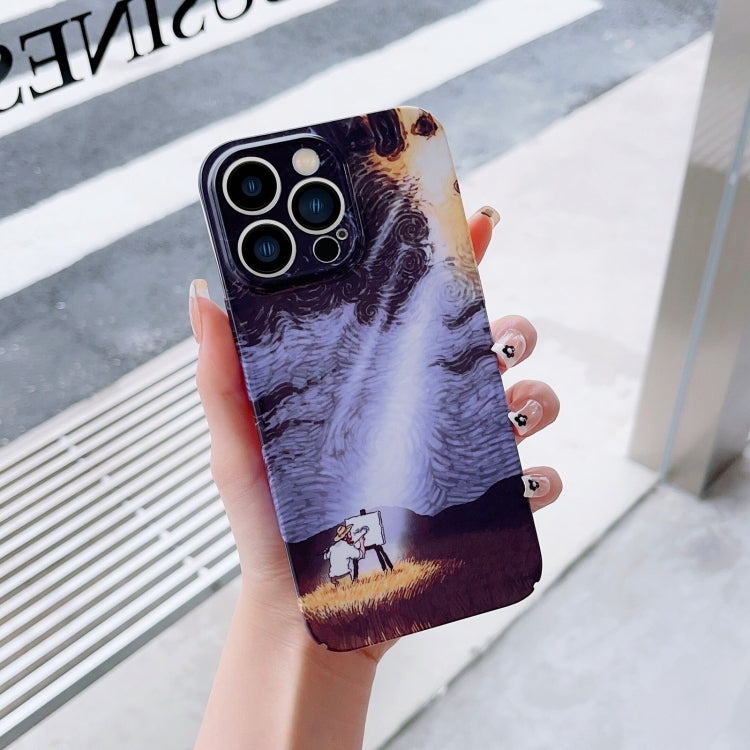 For iPhone XS Max Precise Hole Oil Painting Pattern PC Phone Case(Shine)