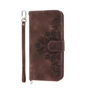 For Honor 90 5G Skin Feel Flowers Embossed Wallet Leather Phone Case(Brown)