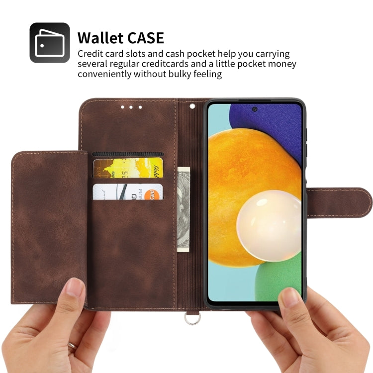 For Honor 90 5G Skin Feel Flowers Embossed Wallet Leather Phone Case(Brown)