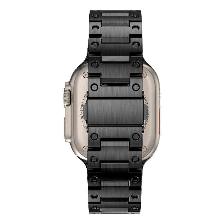 Double Rows Metal Watch Band For Apple Watch 9 45mm(Black)