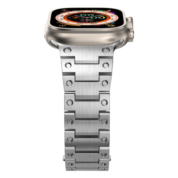 Double Rows Metal Watch Band For Apple Watch 9 45mm(Silver)