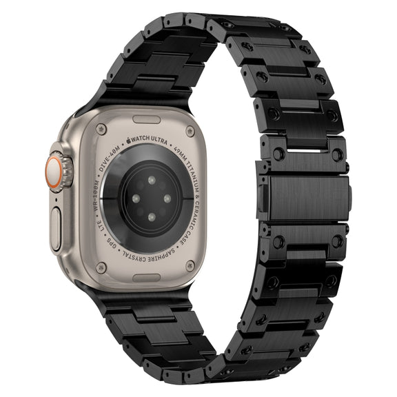 Double Rows Metal Watch Band For Apple Watch 9 41mm(Black)