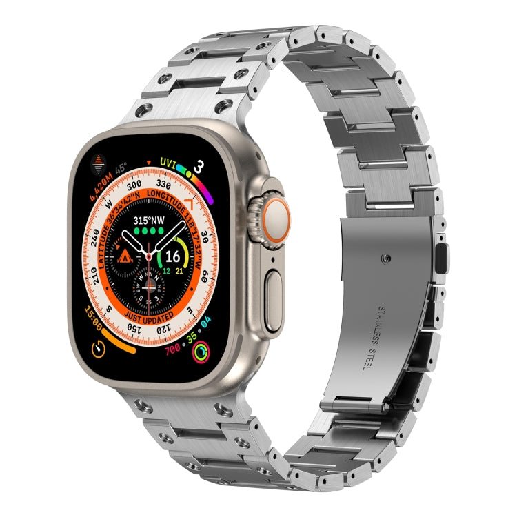 Double Rows Metal Watch Band For Apple Watch 9 41mm(Silver)