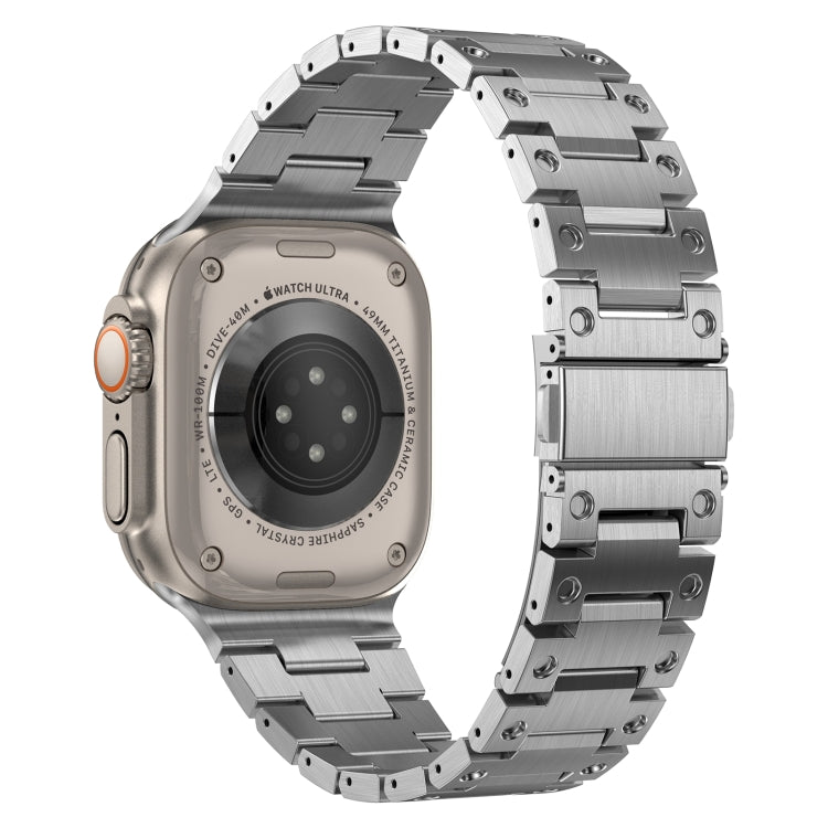 Double Rows Metal Watch Band For Apple Watch 9 41mm(Silver)