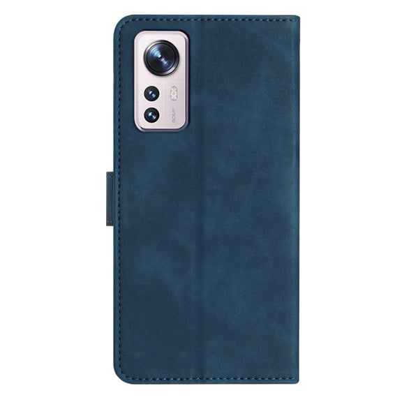For Xiaomi 12 Pro Seven Butterflies Embossed Leather Phone Case(Blue)