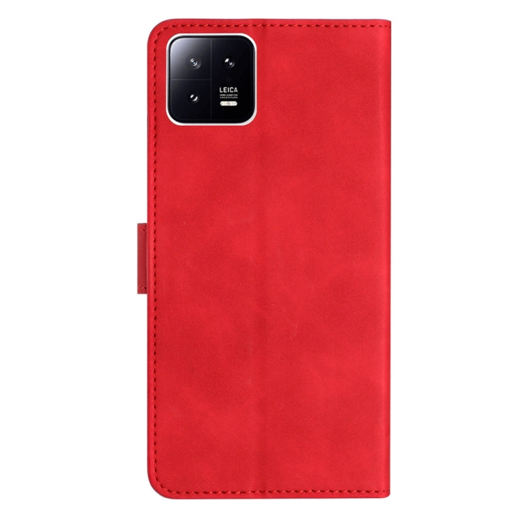For Xiaomi 13 Seven Butterflies Embossed Leather Phone Case(Red)