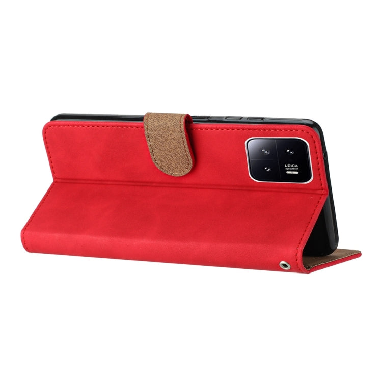 For Xiaomi 13 Seven Butterflies Embossed Leather Phone Case(Red)