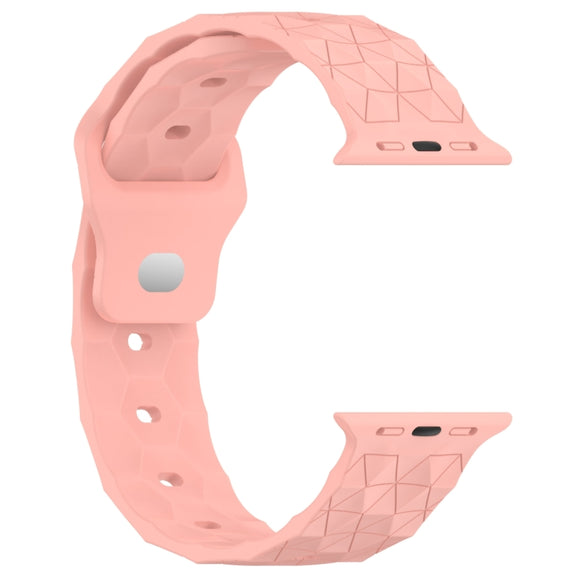 Football Texture Silicone Watch Band For Apple Watch 9 45mm(Pink)
