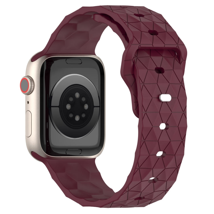 Football Texture Silicone Watch Band For Apple Watch 9 45mm(Wine Red)