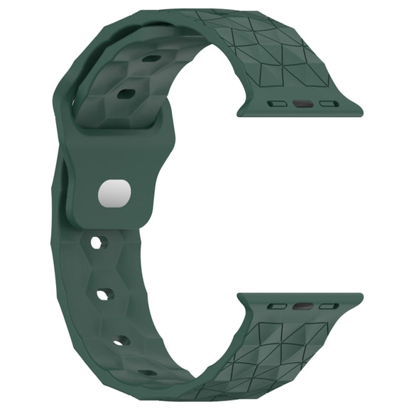Football Texture Silicone Watch Band For Apple Watch 9 45mm(Pine Green)