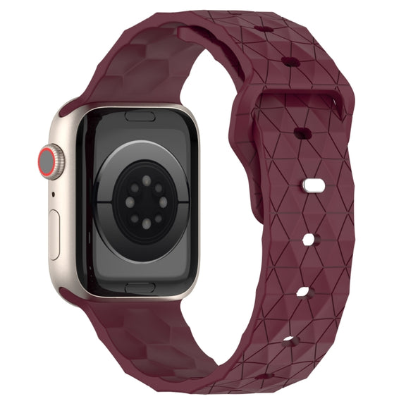Football Texture Silicone Watch Band For Apple Watch 9 41mm(Wine Red)