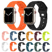 Football Texture Silicone Watch Band For Apple Watch 9 45mm(Dark Blue)