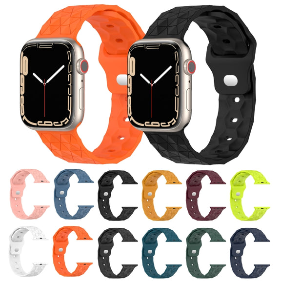 Football Texture Silicone Watch Band For Apple Watch 9 45mm(Dark Blue)