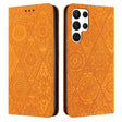 For Samsung Galaxy S22 Ultra 5G Ethnic Embossed Adsorption Leather Phone Case(Yellow) - free shipping - PMC TechLife - Order now!