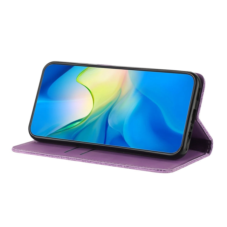 For Redmi Note 12 4G Global Ethnic Embossed Adsorption Leather Phone Case(Purple)