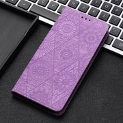 For Redmi Note 12 4G Global Ethnic Embossed Adsorption Leather Phone Case(Purple)