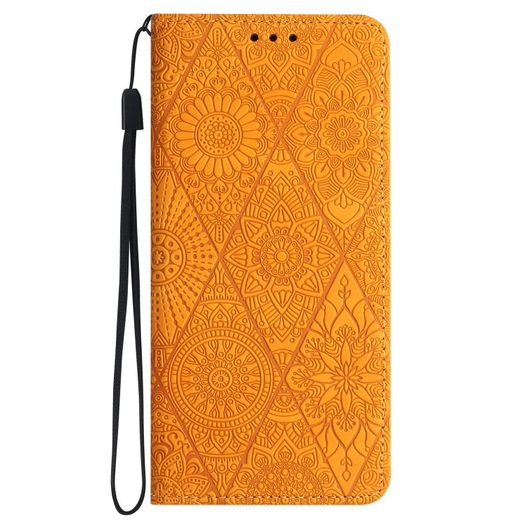 For Xiaomi Redmi 12C Ethnic Embossed Adsorption Leather Phone Case(Yellow)