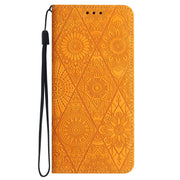 For Xiaomi Redmi 12C Ethnic Embossed Adsorption Leather Phone Case(Yellow)