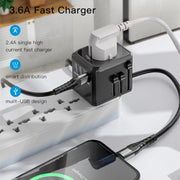 Yesido MC-10 3 USB + Type-C Ports Multi-function Universal Travel Adapter Plug(Black)