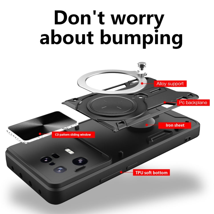 For Xiaomi 13 Pro CD Texture Sliding Camshield Magnetic Holder Phone Case(Red)