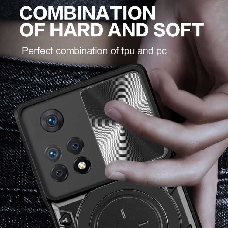 For Xiaomi Redmi Note 11 Pro CD Texture Sliding Camshield Magnetic Holder Phone Case(Silver)
