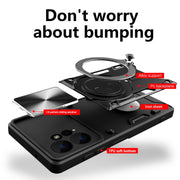 For Xiaomi Redmi Note 12 4G CD Texture Sliding Camshield Magnetic Holder Phone Case(Blue)