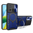 For Xiaomi Redmi 12C CD Texture Sliding Camshield Magnetic Holder Phone Case(Blue) - free shipping - PMC TechLife - Order now!