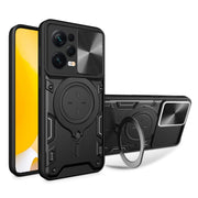 For Xiaomi Redmi Note 12 Pro 5G CD Texture Sliding Camshield Magnetic Holder Phone Case(Black)