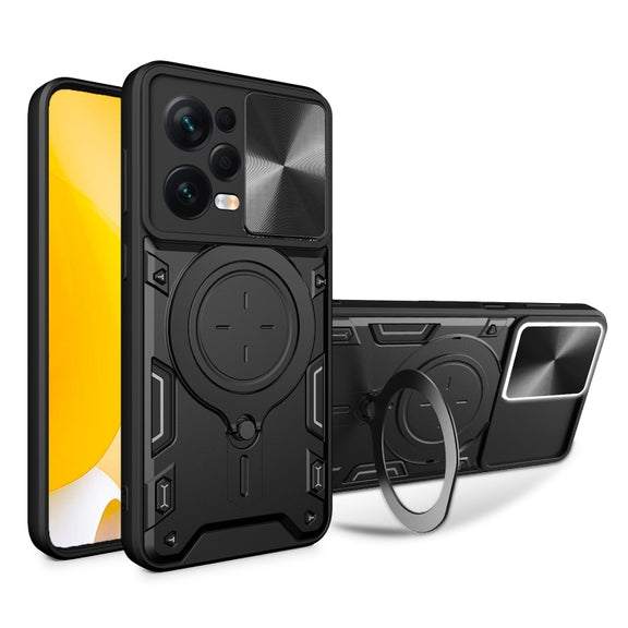 For Xiaomi Redmi Note 12 Pro 5G CD Texture Sliding Camshield Magnetic Holder Phone Case(Black)