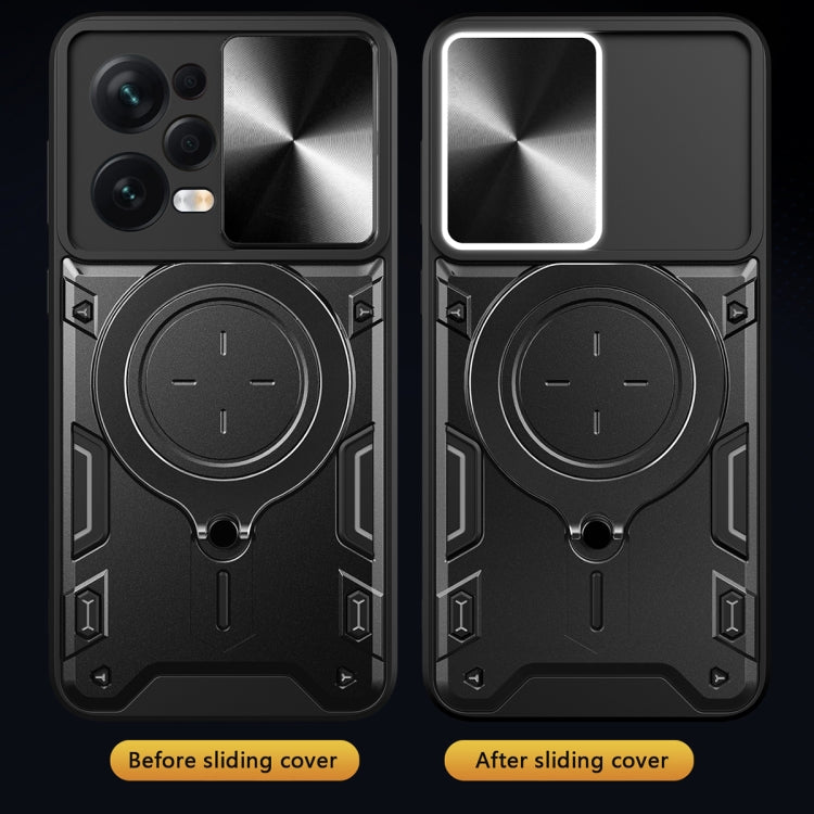 For Xiaomi Redmi Note 12 Pro 5G CD Texture Sliding Camshield Magnetic Holder Phone Case(Red)