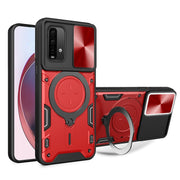 For Xiaomi Redmi Note 9 4G / Poco M3 CD Texture Sliding Camshield Magnetic Holder Phone Case(Red)