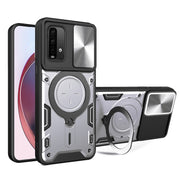 For Xiaomi Redmi Note 9 4G / Poco M3 CD Texture Sliding Camshield Magnetic Holder Phone Case(Silver)