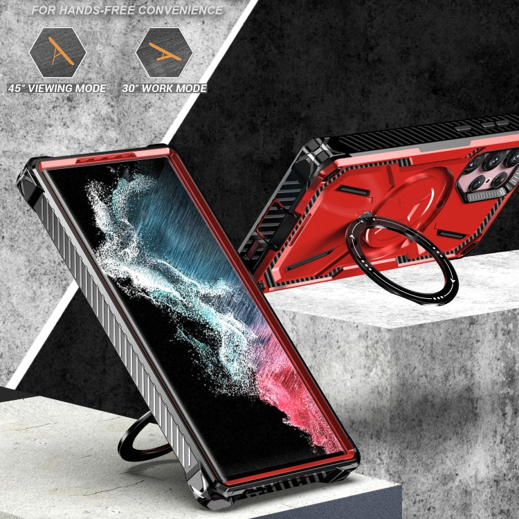 For Samsung Galaxy S21+ 5G Armor Series Holder Phone Case with Back Clip(Red)
