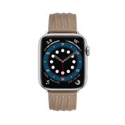 Embossed Line Genuine Leather Watch Band For Apple Watch SE 2022 40mm(Milky Brown)