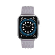 Embossed Line Genuine Leather Watch Band For Apple Watch 5 40mm(Lavender Purple)