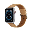 Embossed Line Genuine Leather Watch Band For Apple Watch 3 38mm(Khaki) - Watch Bands by PMC TechLife | Online Shopping South Africa | PMC TechLife