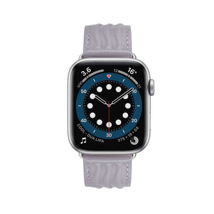 Embossed Line Genuine Leather Watch Band For Apple Watch 2 42mm(Lavender Purple)
