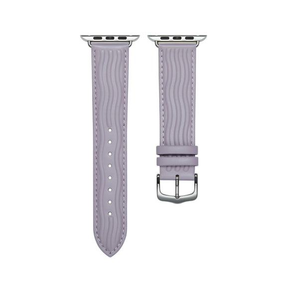 Embossed Line Genuine Leather Watch Band For Apple Watch 2 38mm(Lavender Purple)