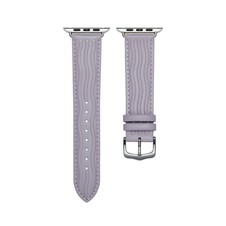 Embossed Line Genuine Leather Watch Band For Apple Watch 2 38mm(Lavender Purple)