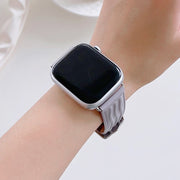 Embossed Line Genuine Leather Watch Band For Apple Watch 2 38mm(Lavender Purple)