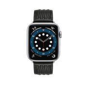 Embossed Line Genuine Leather Watch Band For Apple Watch 42mm(Black)