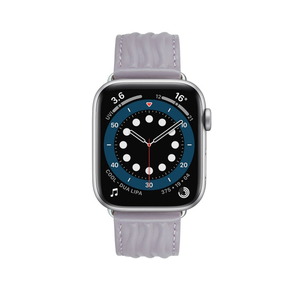 Embossed Line Genuine Leather Watch Band For Apple Watch 42mm(Lavender Purple)