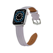 Embossed Line Genuine Leather Watch Band For Apple Watch 42mm(Lavender Purple)
